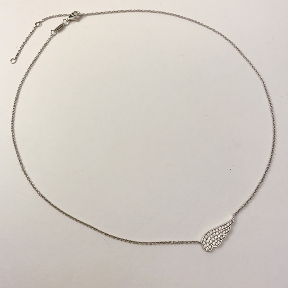 Sterling 925 Angel Wing Pendant w/ Cubic Zirconia (CZs) Adj Chain Necklace - Picture 5 of 10